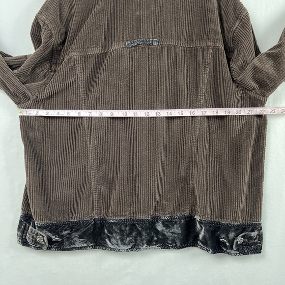 J Jill Corduroy Velvet Jacket Shacket size 1X Button Up Brown Retro Casual Boho - Picture 8 of 12